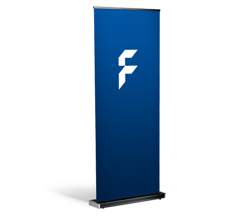 Black roller banners, mechanism and print