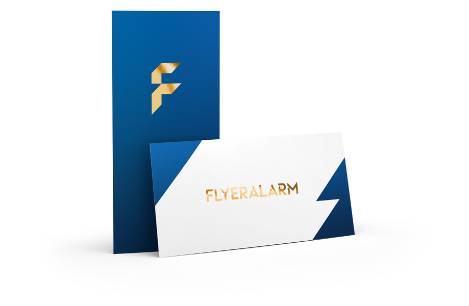 Flyers with finish, gold hot foil