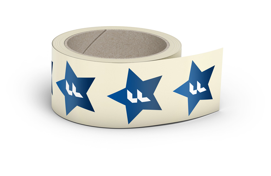 Labels on a roll with additional colour white
